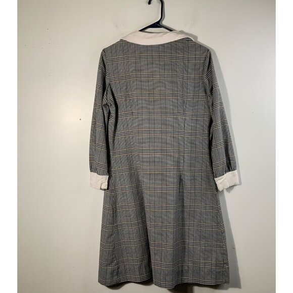 Womens Vintage 60s 70s Kay Windsor Plaid Drop Waist Pleat Front Dress school gir - Picture 2 of 7